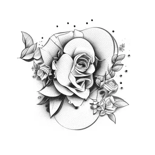 Traditional "Man Playing piano Flowers"  tattoo design idea