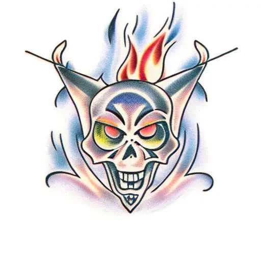 fire peach tattoo design idea