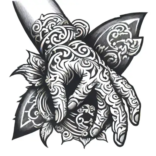 paper hand tattoo design idea