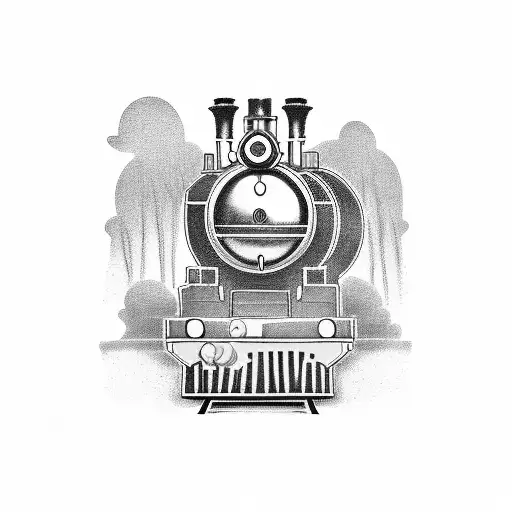 steam engine train with the lyrics"We're here for a good time, not a long time." tattoo design idea