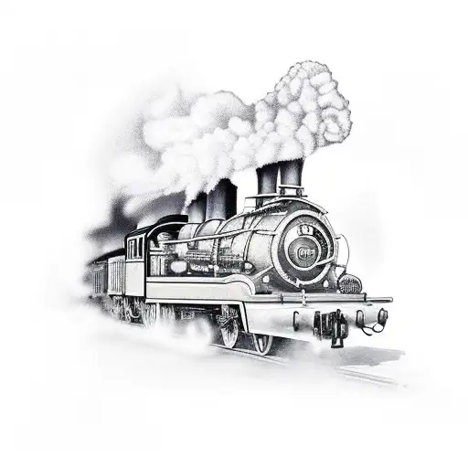 steam engine train tattoo design idea