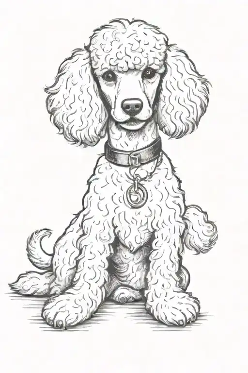 golden poodle dog, disheveled hair tattoo design idea