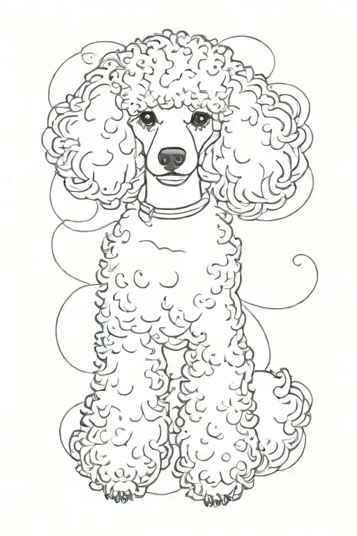 poodle, disheveled hair tattoo design idea