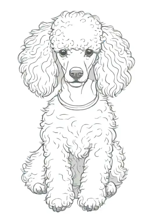 poodle, sitting, no haircut tattoo design idea