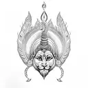 shiva's trident and Hanuman's gada and Krishna' peacock Feather  tattoo design idea