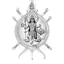 shiva's trident and Hanuman's gada and Krishna' peacock Feather  tattoo design idea