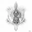 shiva's trident and Hanuman's gada and Krishna' peacock Feather  tattoo design idea