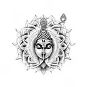 Combination of all the Astras of Hindu deities specially shiva's trident Hanuman's gada Krishna's peacock Feather on for tattoo design idea