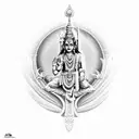 Combination of all the Astras of Hindu deities specially shiva's trident Hanuman's gada Krishna's peacock Feather on for tattoo design idea