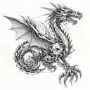 Mechanical dragon flying tattoo design idea