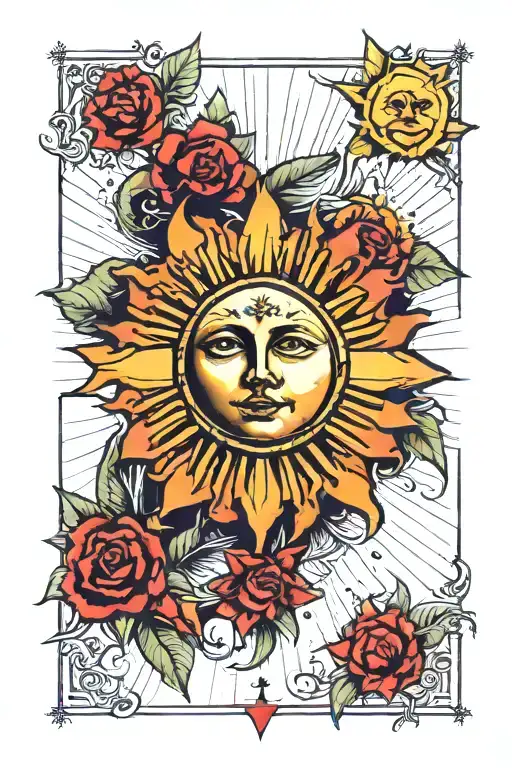 sun tarot card design featuring tattoo design idea