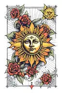 sun tarot card design featuring tattoo design idea