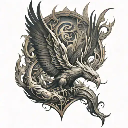 Pheonix cyber sigilism tattoo design idea