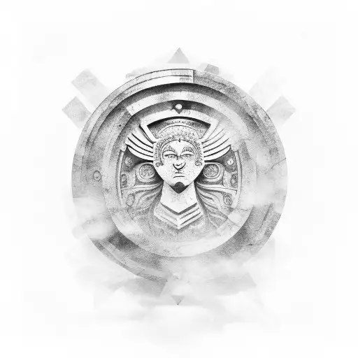 Round Ancient Greece style shield  tattoo design idea