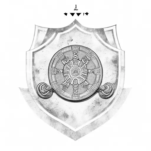Round Ancient Greece style shield  tattoo design idea