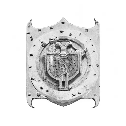 Round Ancient Greece style shield  tattoo design idea