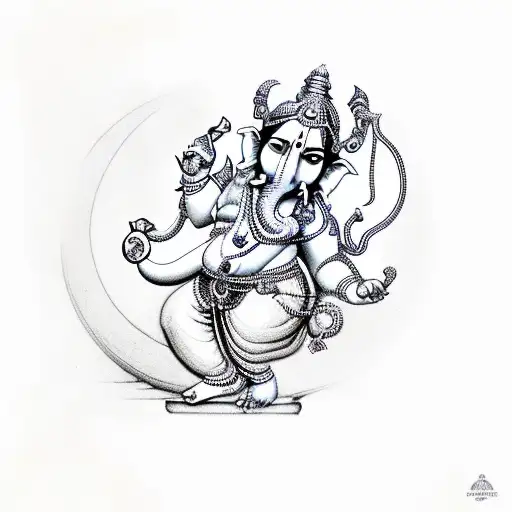 Krishna with ganesha tattoo design idea