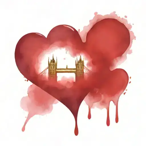 red heart with "london" inside representing the client's love tattoo design idea
