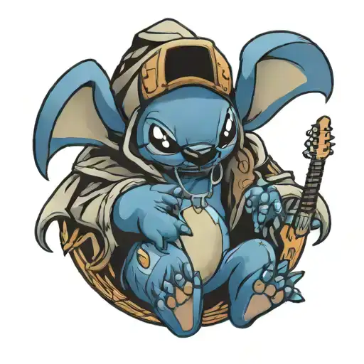 stitch hoodie sitting tattoo design idea