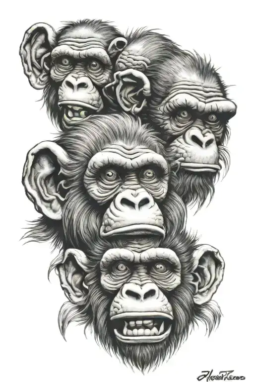 3 wise monkeys tattoo design idea
