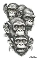 3 wise monkeys tattoo design idea