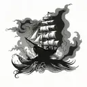 ghost ship sailing through stormy tattoo design idea