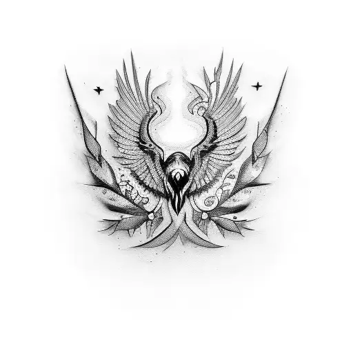 Kurt ve kartal birleşimi siyah beyaz dövme  tattoo design idea