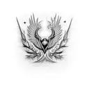 Kurt ve kartal birleşimi siyah beyaz dövme  tattoo design idea