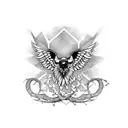 Kurt ve kartal birleşimi siyah beyaz dövme  tattoo design idea