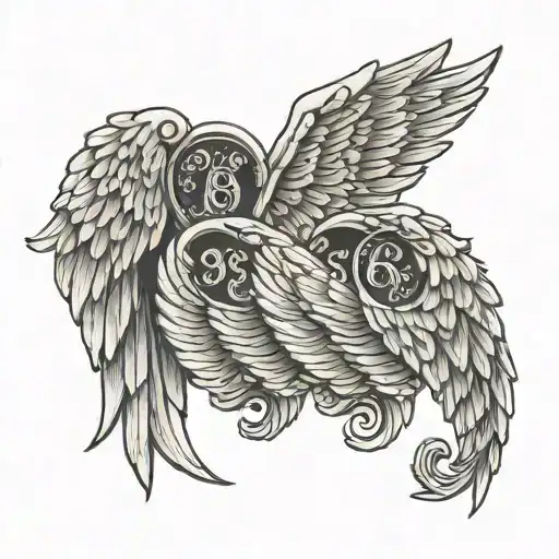 three angel wings with numbers: 1,15,18 tattoo design idea