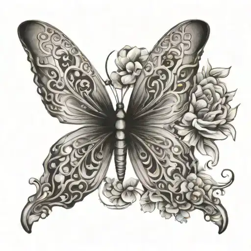 butterfly with 224 incorporated into the design tattoo design idea