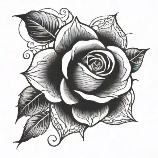 Incorporate a beautiful rose with the name 'Jennifer Rivera' elegantly intertwined in the petals tattoo design idea