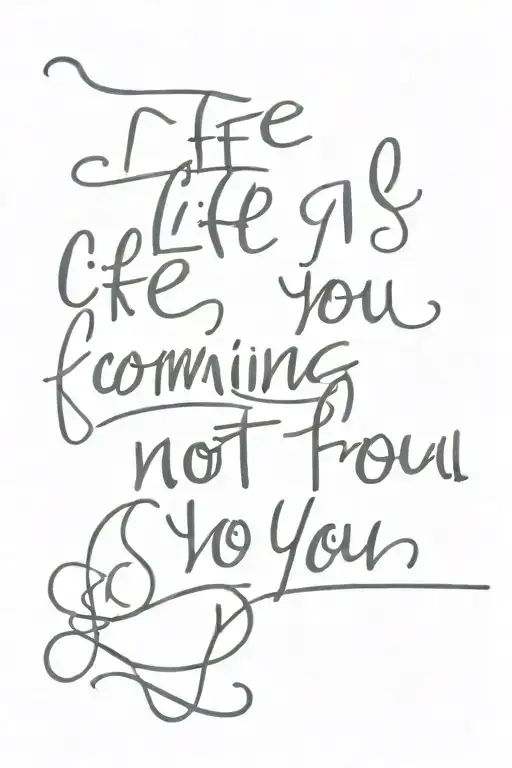 A script tattoo in typewriter font that says "Life is coming from you not at you."  tattoo design idea