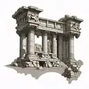 roman ruins transformed into a military tattoo design idea