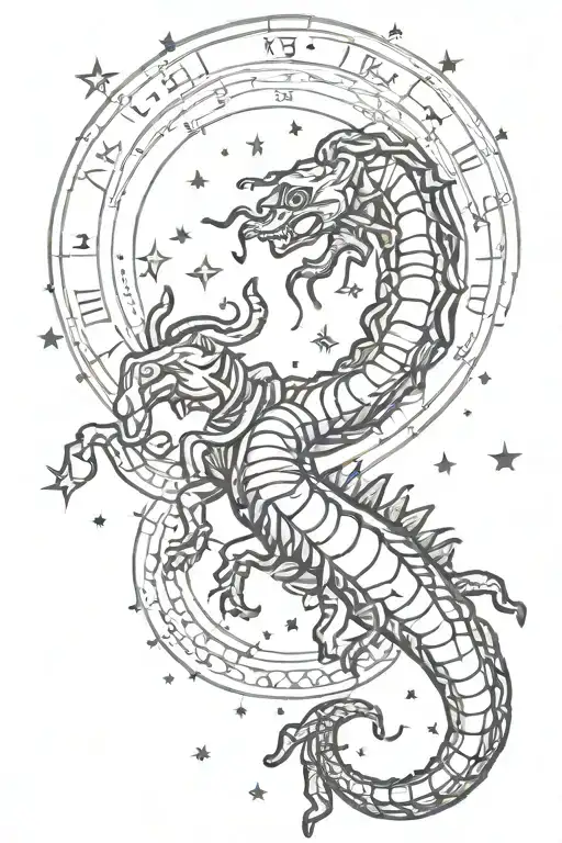 stars and moon and scorpio zodiac sign tattoo design idea