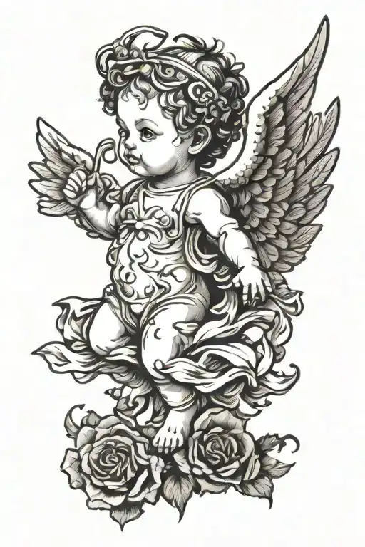 cherub angel tattoo design idea
