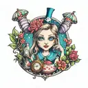 Alice in wonderland on drugs used tattoo design idea