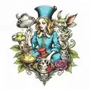 Alice in wonderland on drugs used tattoo design idea