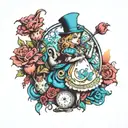 Alice in wonderland on drugs used tattoo design idea