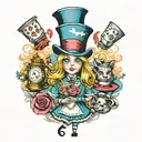 Alice in wonderland on drugs used tattoo design idea