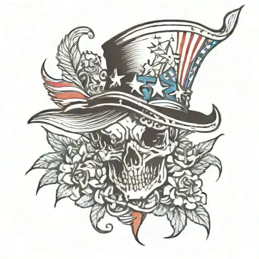 skull, patriot, buck tattoo design idea