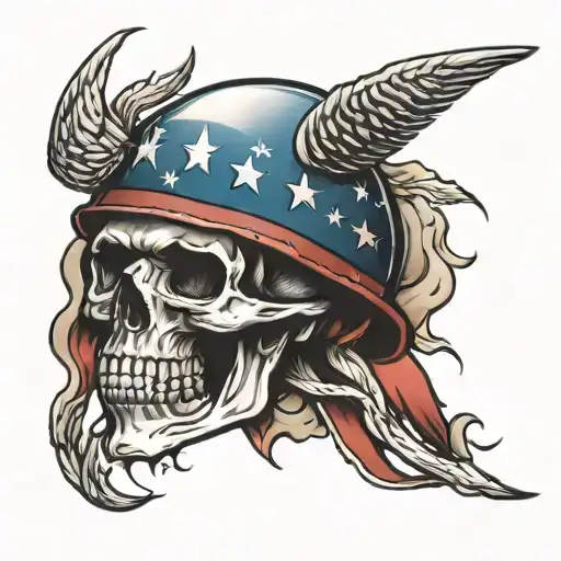 skull, patriot, buck tattoo design idea