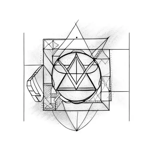 triangle with lines around it tattoo design idea