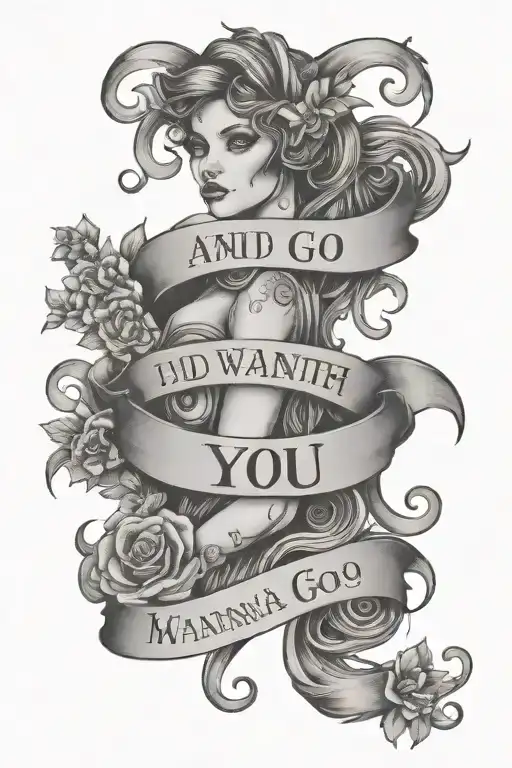 Black and Grey "Couples Tattoo That Says " If You Go, I..." Tattoo Idea