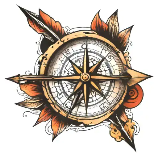Arrow, compass tattoo design idea