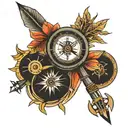 Arrow, compass tattoo design idea