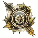 Arrow, compass tattoo design idea