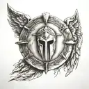 spartan shield tattoo design idea