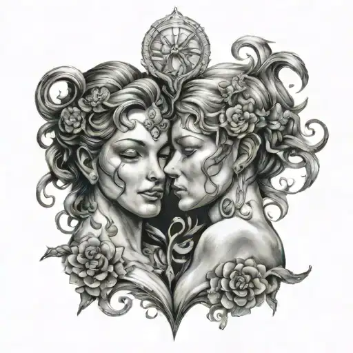 06/13/74 and 02/18/2003  gemini and Aquarius love  tattoo design idea