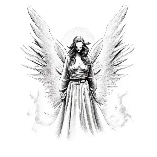 Angel with a nuclear bomb tattoo design idea